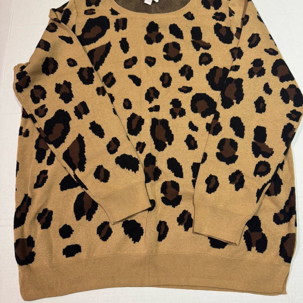 Belle Animal Print Knit Top in Tan and Black